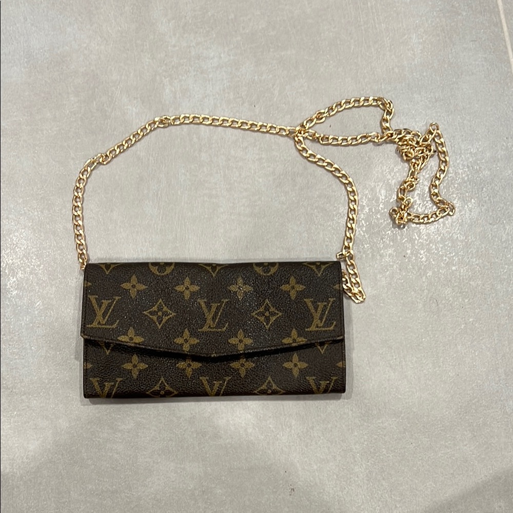 Louis Vuitton Brown and Gold Monogram Wristlet